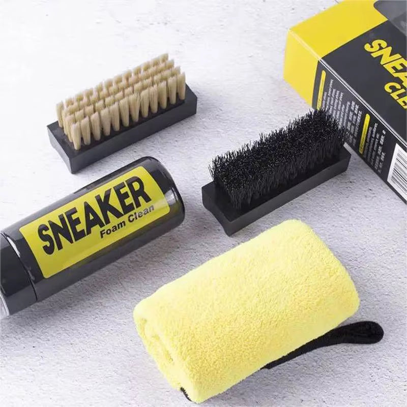 1 Set Shoes Cleaner Foam Dry Cleaning Suit 150ML Water-Free Foam Sneakers Cleaner Shoe Brush Shoe Cloth Work on White Shoe,Boot