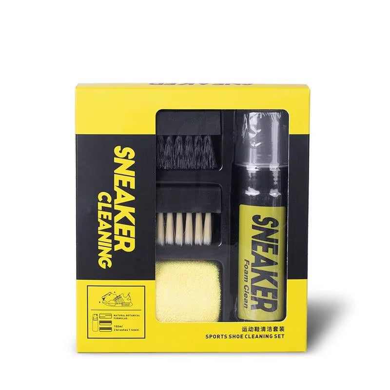 1 Set Shoes Cleaner Foam Dry Cleaning Suit 150ML Water-Free Foam Sneakers Cleaner Shoe Brush Shoe Cloth Work on White Shoe,Boot